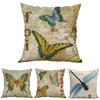 Versatile 18" Butterfly Bees Cotton Linen Pillow Cover For Every Home Setting