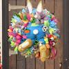Easter Bunny Wreath Colorful Bunny Garland Cloth Rabbit Door Ornaments 45×40 Cm Creative for Front Door Outdoor Decor