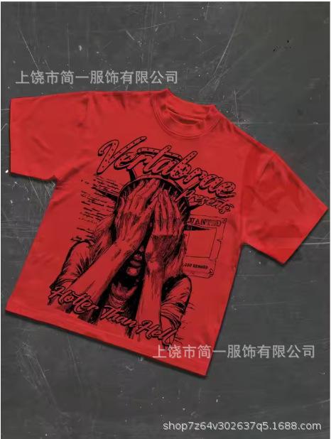 Summer men's European and American retro trend short-sleeved casual digital printing T-shirt top summer explosion