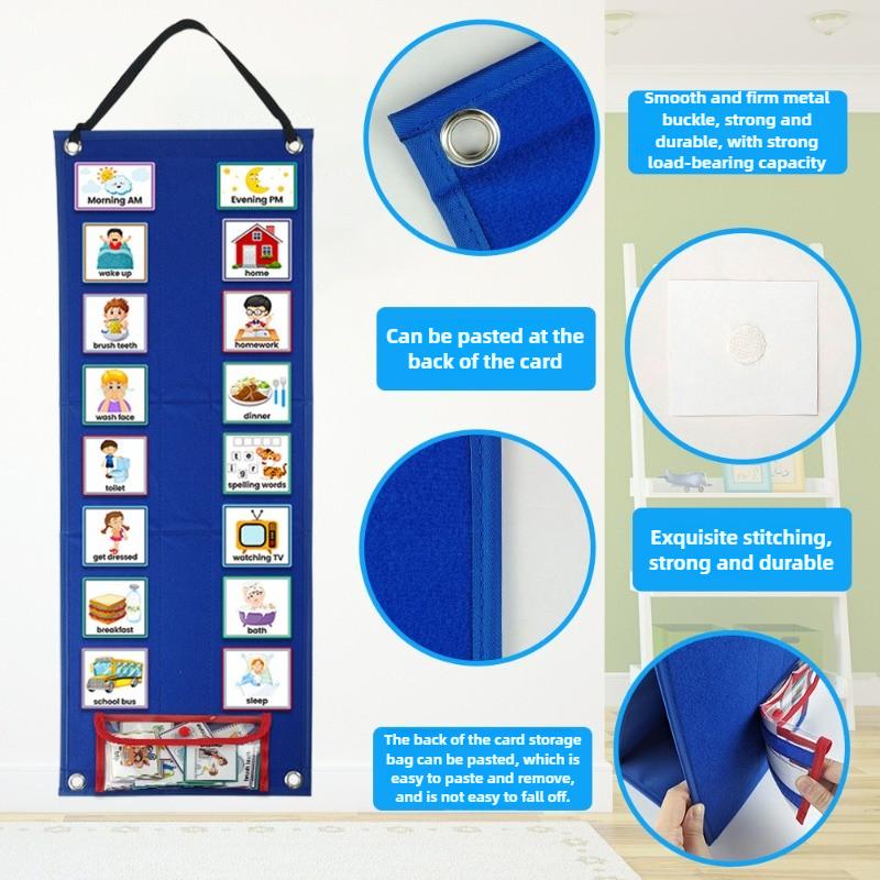 Visual Schedule for Kids Daily Routine Chart with 70 Cards Calendar Pocket Autism Learning Behavioral Tool For School Toys