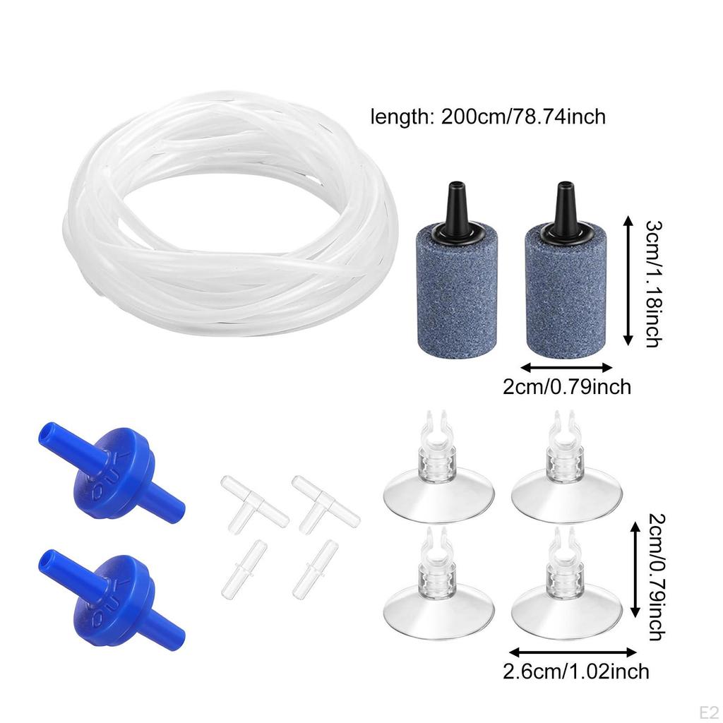 Aquarium Airline Tubing Set Connectors DIY CO2 Diffuser Kit 2M for Fish Tank