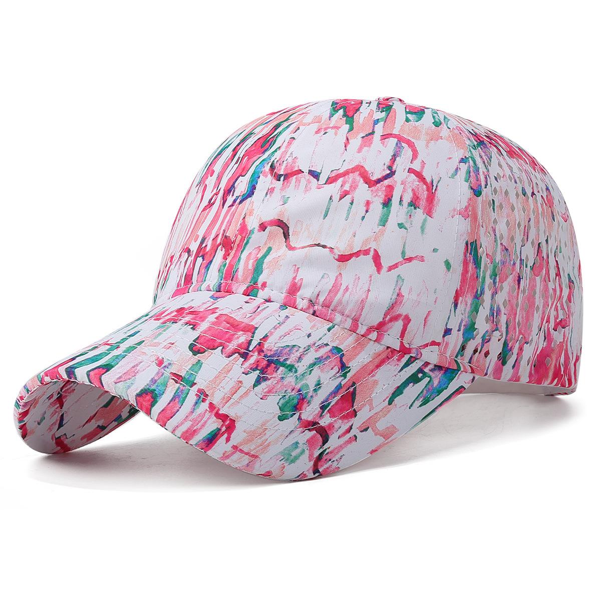 New Patterned National Trend Retro Baseball Cap, Plain with Holes, Unisex Sunshade Fashion Outdoor Duckbill Hat розовый