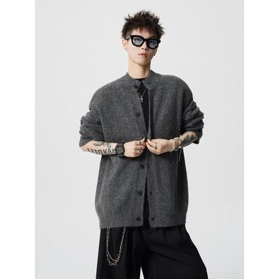Herren Retro Faulenzer Cardigan: Hochwertige Winterstrickware, Locker geschnittene Cleanfit Streetwear, Unisex-Jacke