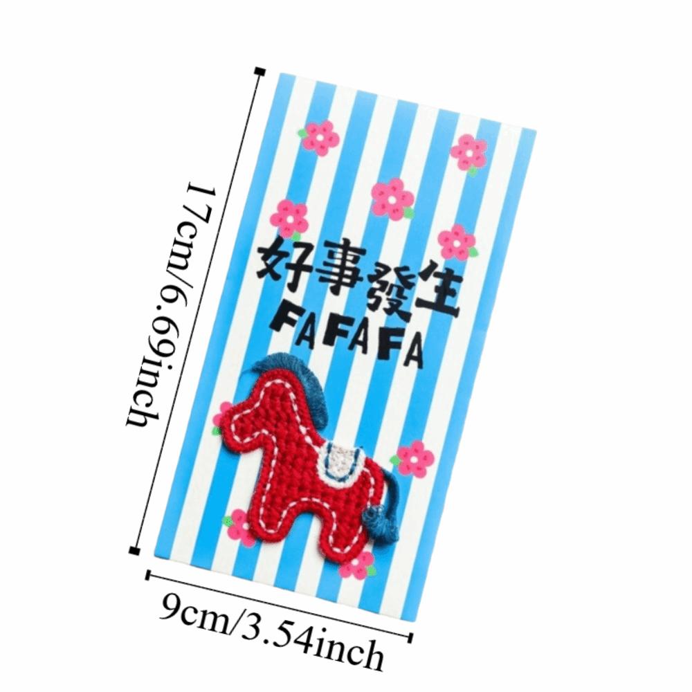 6Pcs/Set 3D Embroidery Horse Year Red Envelope Traditional Style Luck Money Bag  2026 Horse Year