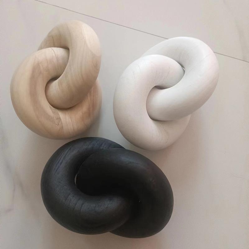 1PC Wooden Chain Decorative Blisters Paulownia Hotel Wooden Chain Buckle Wooden Chain Two-ring Knot Buckle Desktop Homestay Ornament