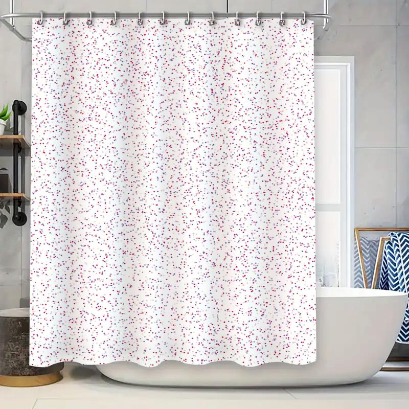 

Bathroom Shower Curtain Decorative Print Red Blue White Waterproof Fabric 180X240Cm Home Decoration Bath Towel Holder Rods Set B W60H190(CM)-1 Pcs