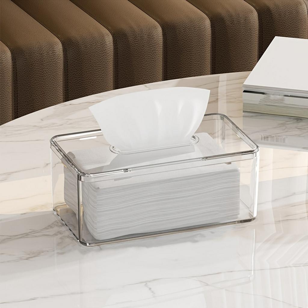 Facial Tissue Box with Cover Table Clear Dryer Sheet Dispenser Rectangular for Desks Countertop Vanity Bedroom Dressers