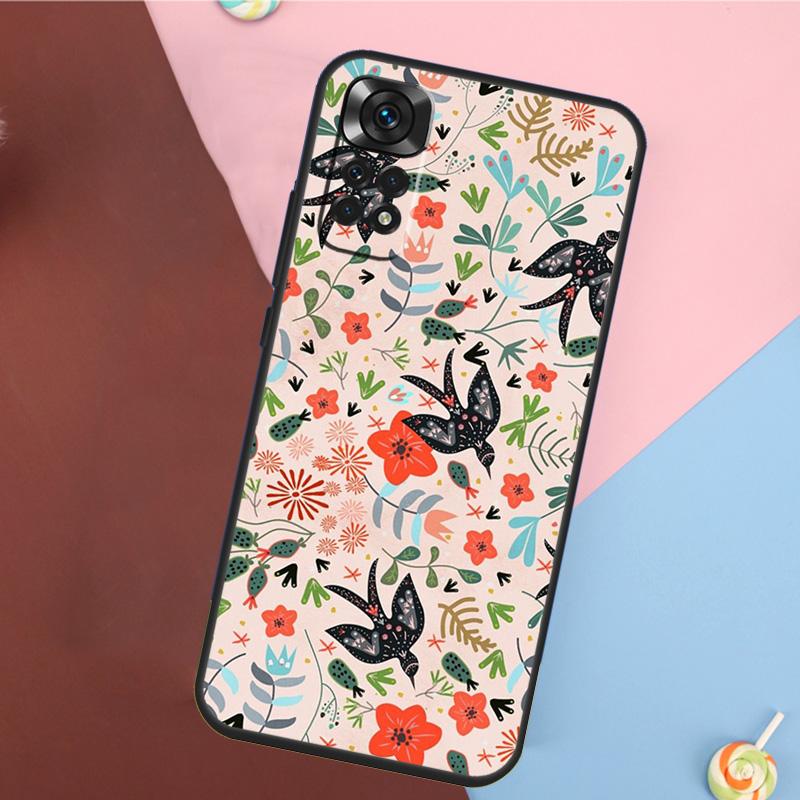 Garden Birds Cover For Xiaomi Redmi Note 13 14 Pro 12 11 9 10 9S 10S 11S 12S Redmi 14C 10C 12C 13C Case