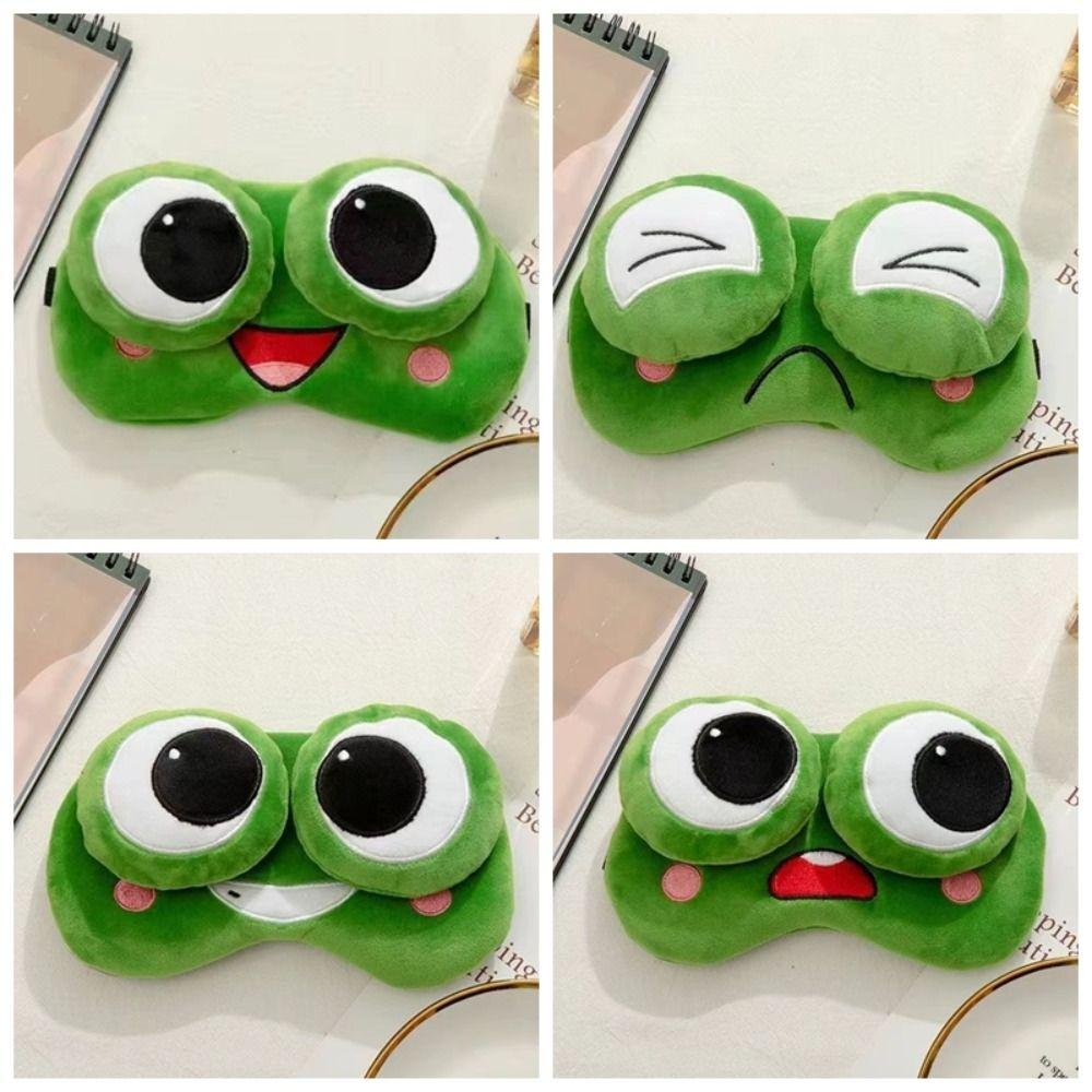 Adjustable Frog Sleep Mask Plush Sleeping Aid Eye Mask Frog Blockout Light Eye Cover  Airplane