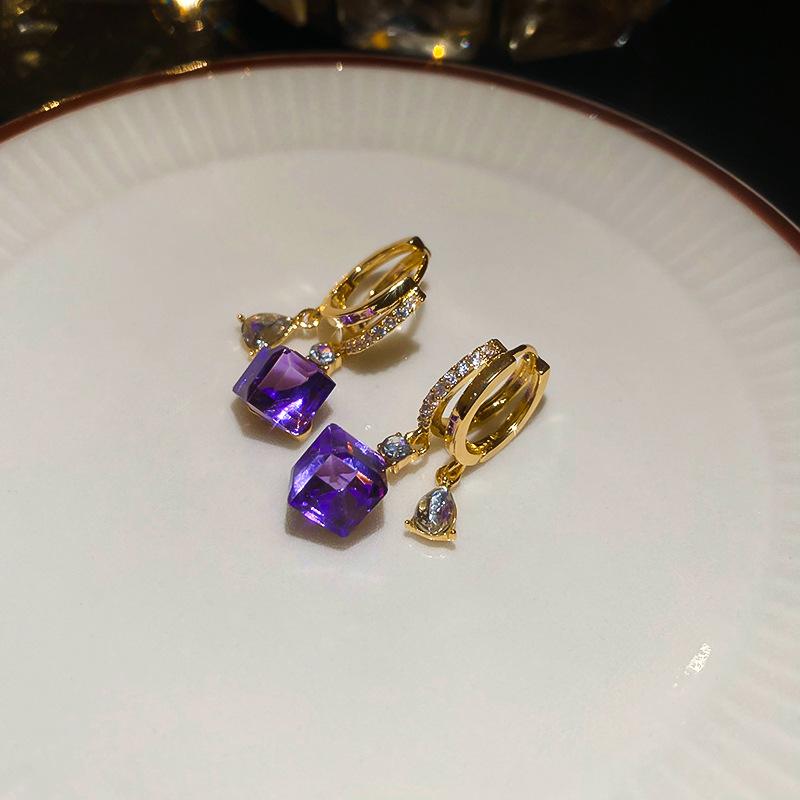 European and American Diamond-set Oval Earrings Retro Earrings Niche Light Luxury High-end Earrings Women