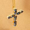 Cubic Zirconia Cross Water Diamond Pendant for Women's Fashion Sexy Golden Hypoallergenic Jewelry Gift Party Banquet Necklace