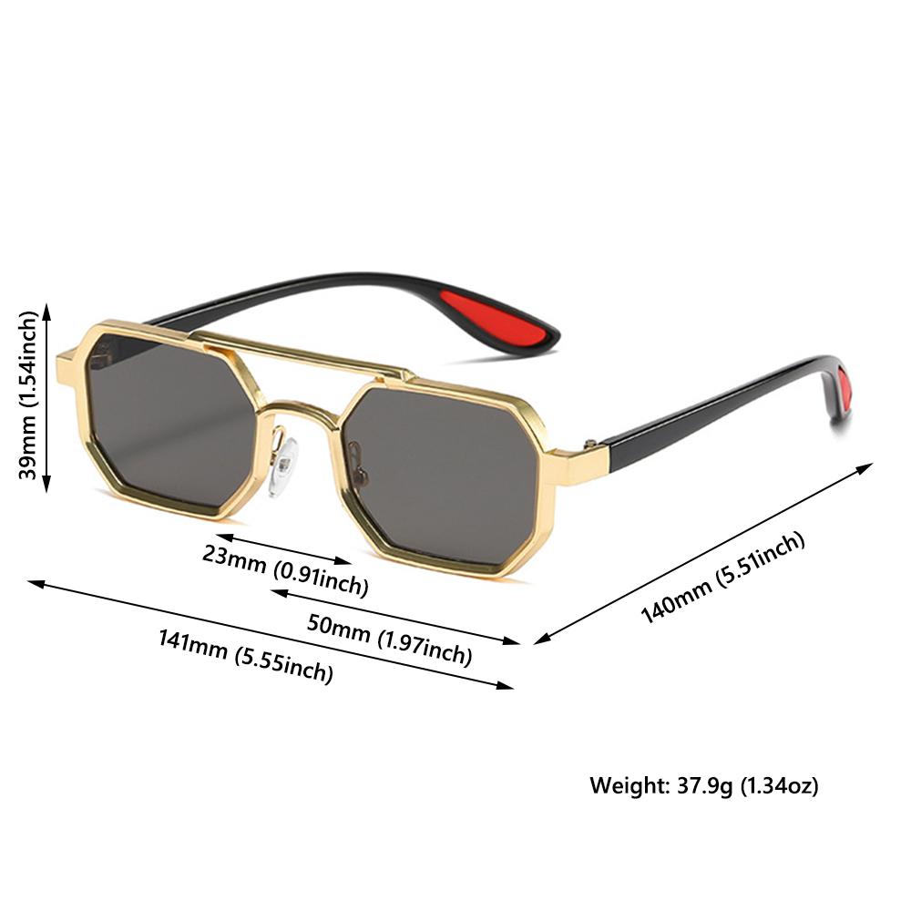 High Quality New Fashion Metal Polygon Sunglasses Punk UV 400 Protection Male's Shades Street Wear Eye Spectacles