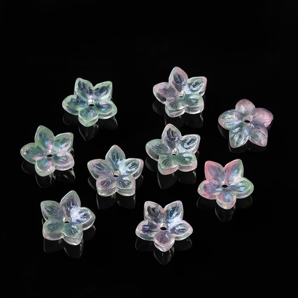 20pcs Glass Flower Shaped Beads Caps Five Petaled Flowers Loose Spacer Beads for DIY Jewelry Making Bracelet Necklace Supplies