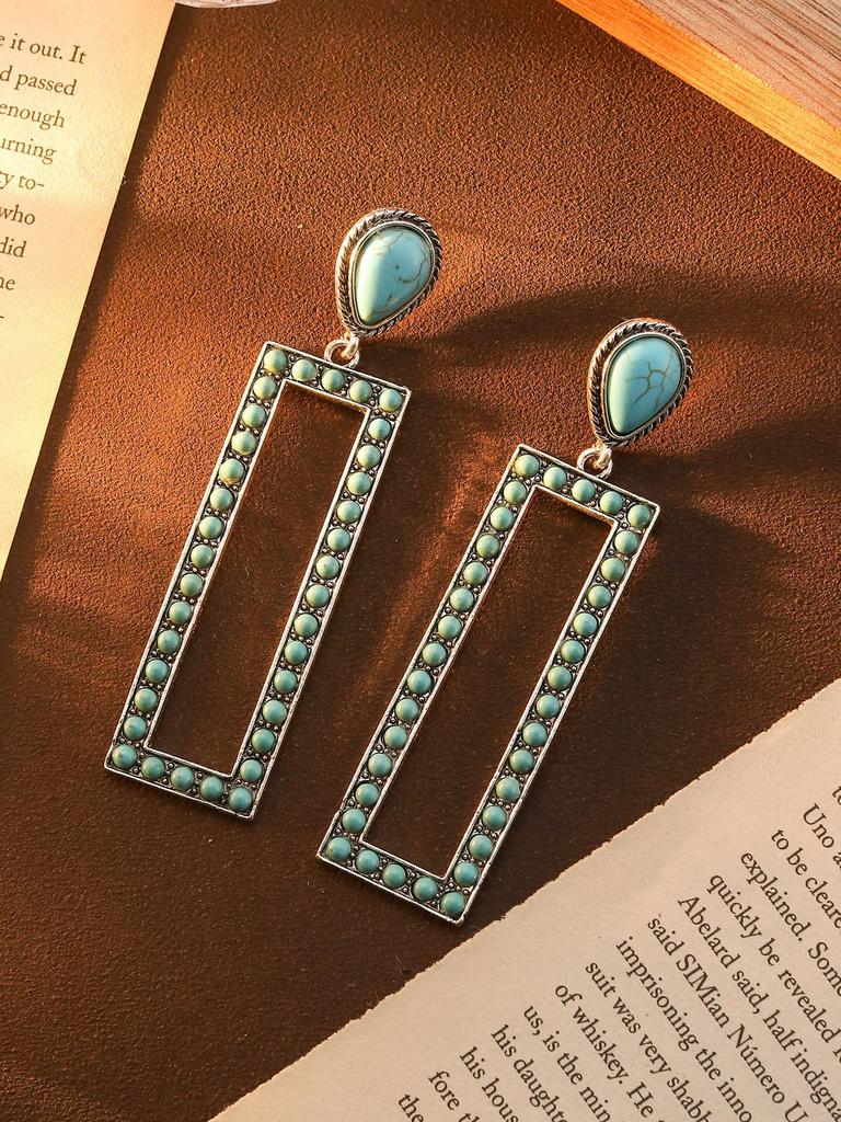 Böhmische Diamant Türkis Blume Stern Ohrringe Hohes Niveau Retro Ethnischer Stil Ohrringe