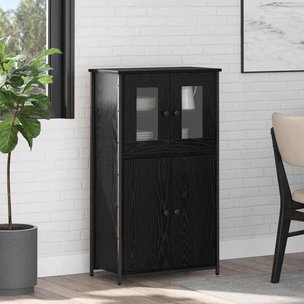 Highboard in Black Oak Look 62 x 32 x 106.5 cm Particleboard