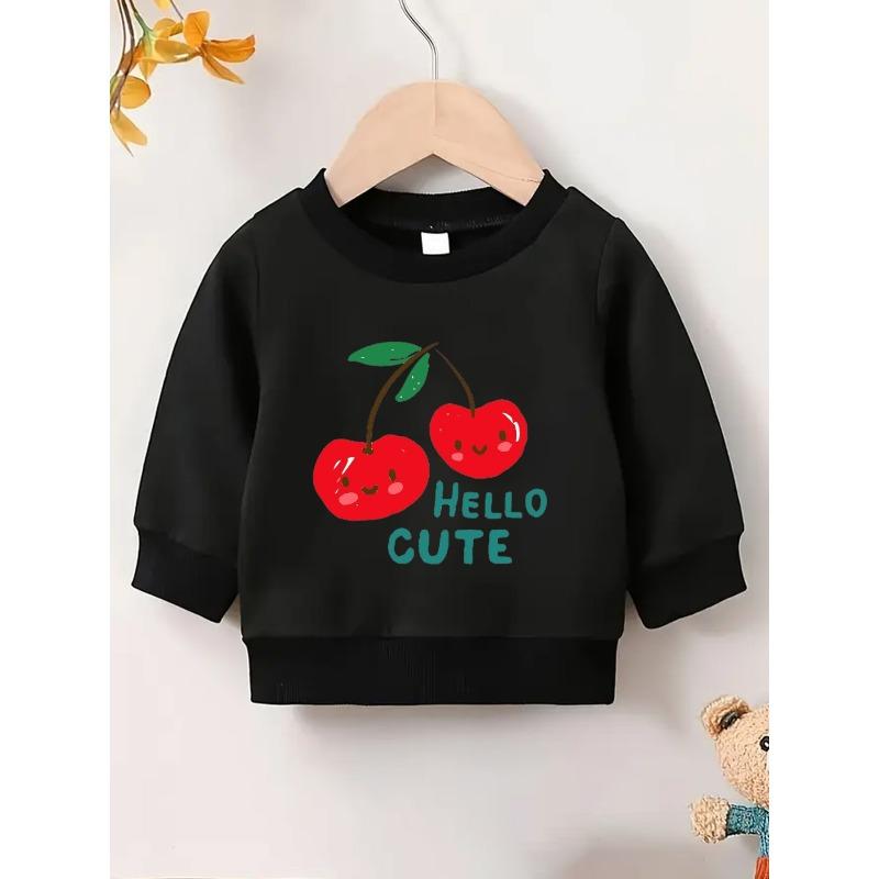 European Sizes Adorable Cherry Print Sweatshirt for Kids, Perfect , Designed for Infants Aged 0-3 Years with a Comfortable And Easy Style