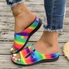 Women's Platform Cutout Slipper Peep Toe Sewn Wedge Beach Sandal