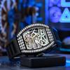 Luxury Automatic Men Watches Trend Diamond Tonneau Case Mechanical Clock Luminous Waterproof Silicone Strap Mens Reloj Hombre