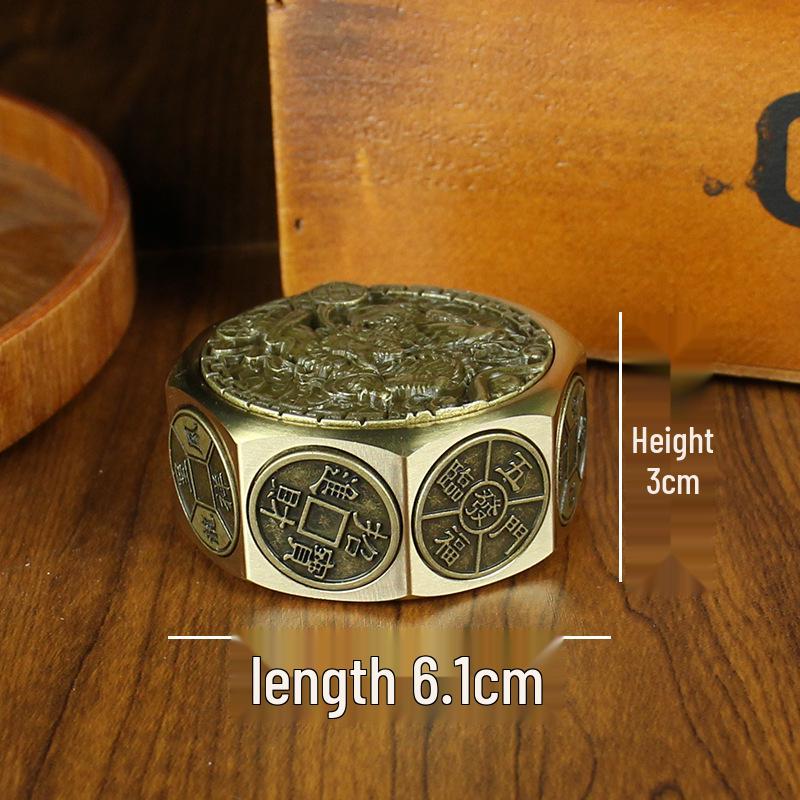 Eight-Sided Money & Ten-Sided Dragon Handcrafted Brass Cube - Creative Carving, High-End Decompression Toy, Year of the Dragon Edition.