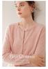 Women's Round Neck Cashmere Knit Cardigan - Long Sleeve, Loose Fit, Fashionable Outerwear for Autumn/Winter
