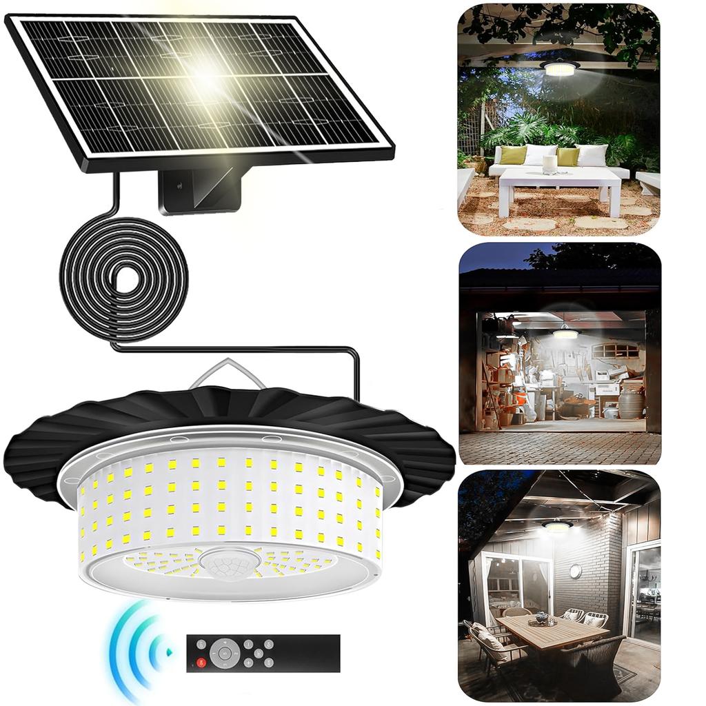 Solar Shed Light Solar Pendant Light Waterproof Indoor Outdoor Solar Lamp With Remote Control for Barn Gazebo Garage