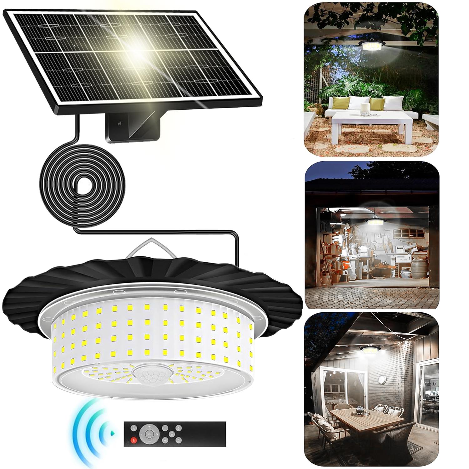 

Solar Shed Light Solar Pendant Light Waterproof Indoor Outdoor Solar Lamp With Remote Control for Barn Gazebo Garage