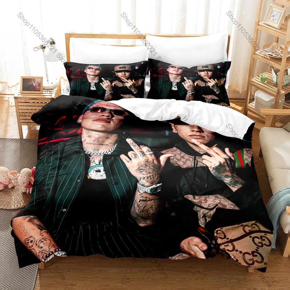Cool Grayscale Abstract City Graffiti Retro Rap Silhouette 3Pcs Bedding Set Duvet Cover & Pillowcases Neutral Urban Home Textile