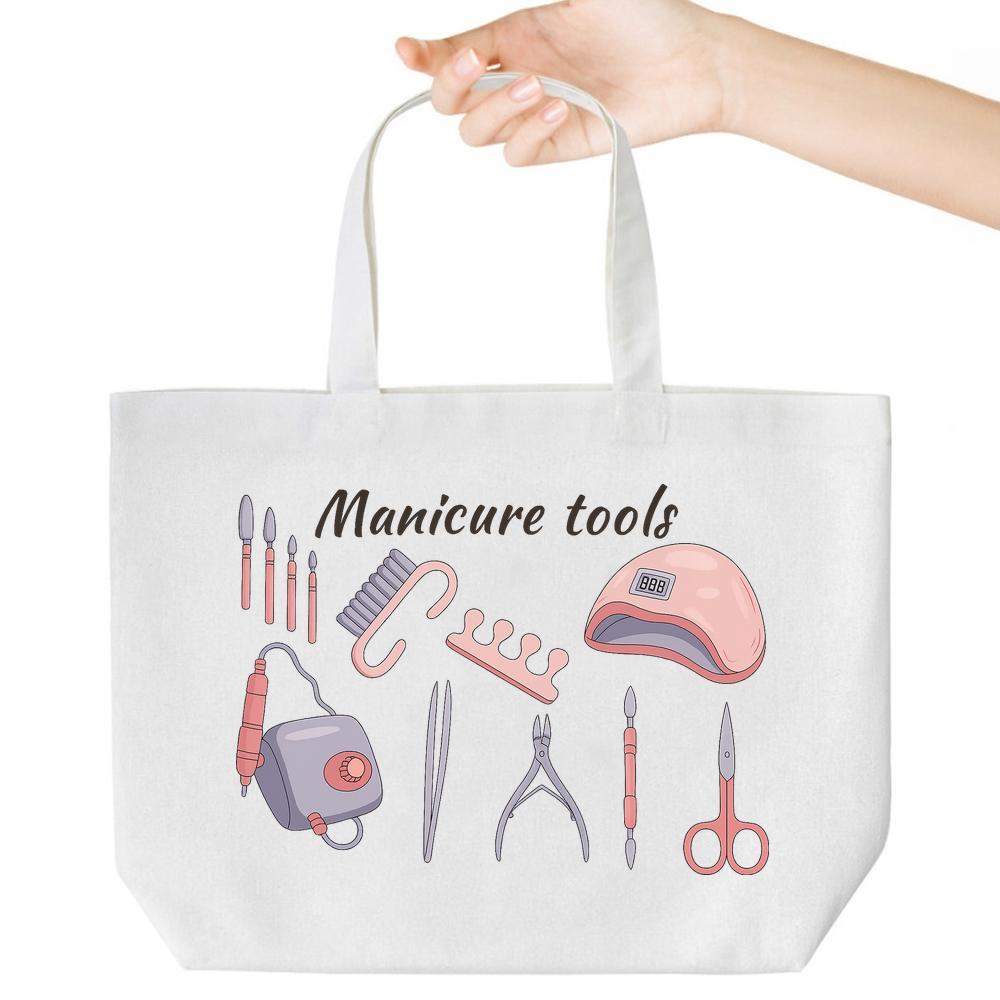 

Manicure Tools Tote Bag. Playful design for bridesmaids, school & work. A unisex reusable essential.
