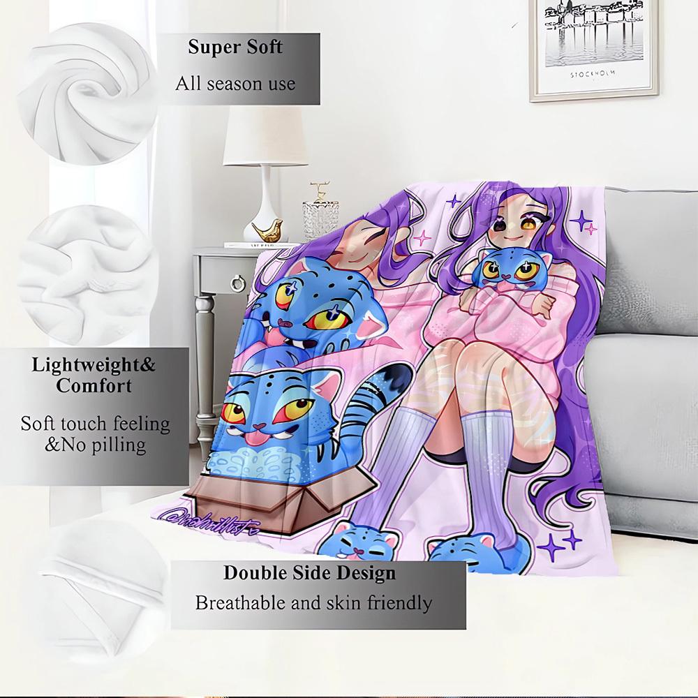Grupo de Chicas Anime K-POP Manta Suave y Cálida Cuatro Estaciones Manta Gruesa de Punto de Poliéster para Todas las Estaciones para Cama, Camping, Viaje Regalo Perfecto