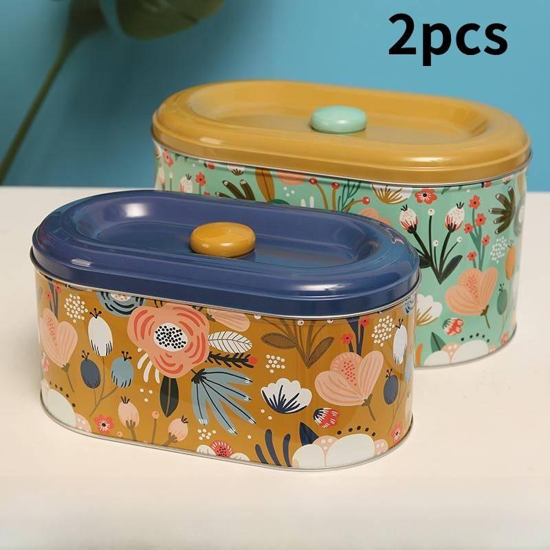 Metal Snack Container With Sealable Lid For Home Office Organization Decoration
