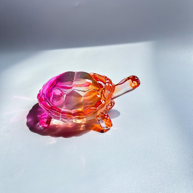 1Pc Glass Simulation Small Turtle Ornaments Glass Golden Turtle Home Fish Tank Landscaping Auspicious Decorations
