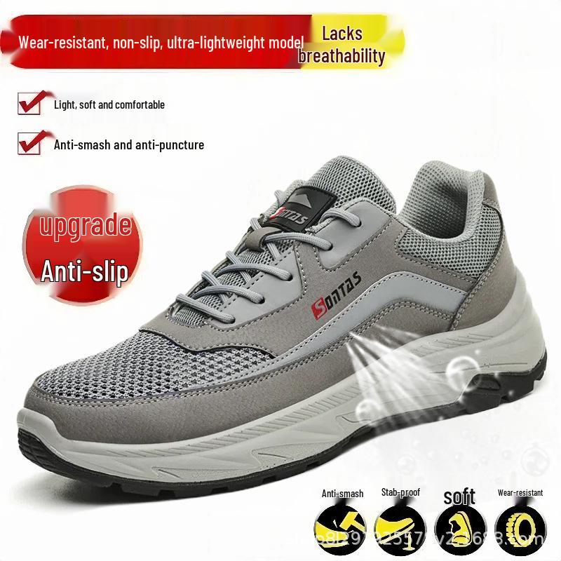 Men's Summer Breathable Steel Toe Safety Work Shoes: Anti-smash, Anti-puncture, Insulated, for Construction Workers