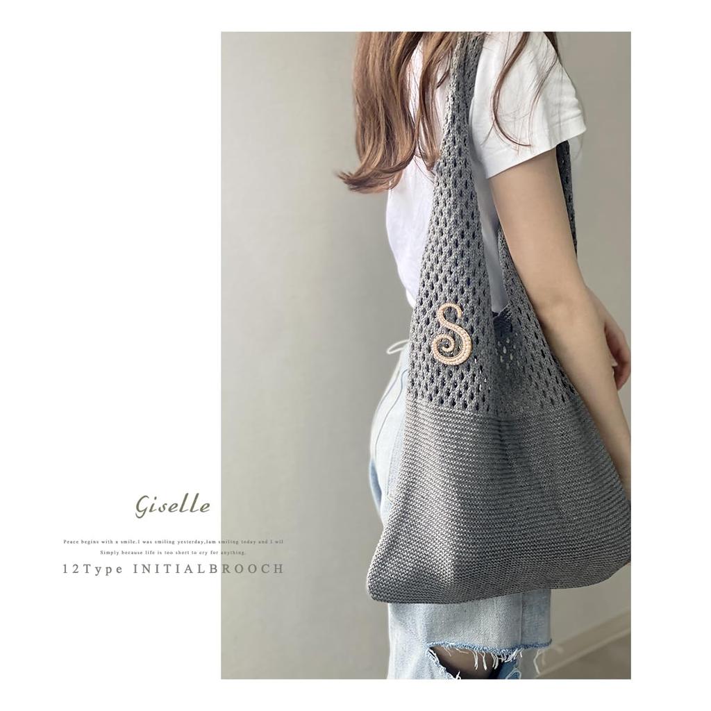 Pearl Brooch Initial Alphabet Pin Badge for Women [Gisele] (Initial M)