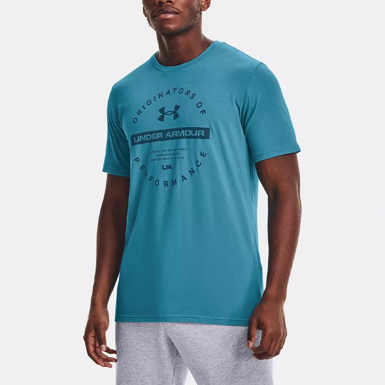 Under Armour Circle Originators Training Short Sleeve Printed Crew Neck T-Shirt Men Tops Blue 1352047-450