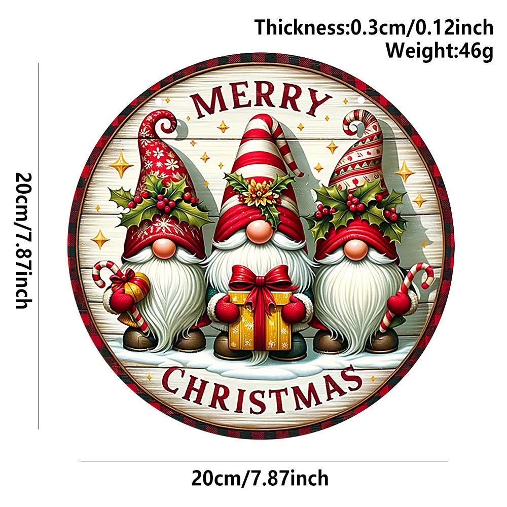 Christmas Holiday Wooden Hanging Tag with Santa Claus Cane Design