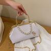 Luxury Designer Women White Shoulder Bags Gold Silver Crossbody Bags Pearl Evening Clutch Chain Shell Clip Party Handbags