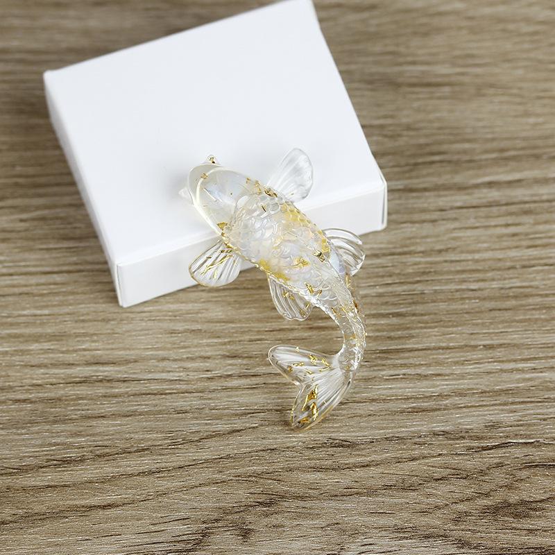 Fish Statue Natural Stone Healing Crystal Carved Animal Figurine Room Decor Reiki Mineral Gemstone Aquarium Decoration Gift