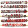 80 Pcs Red Imitation Glass European Large Hole Beads for Rhinestone Spacer Pendant Beaded Diy Handicraft Bracelet Making