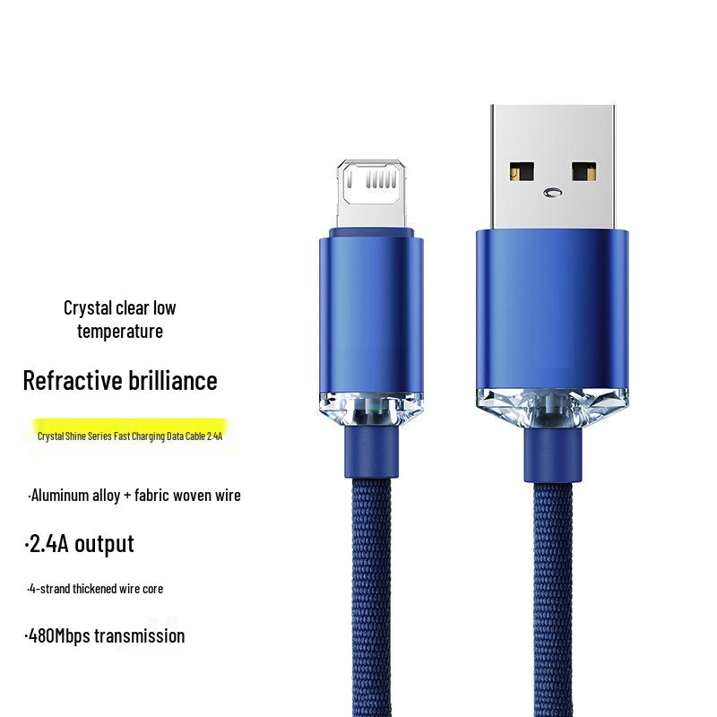 

Crystal Clear 120W Fast Charging Braided PD Cable, 2.4A for Apple 6-14 0.25m