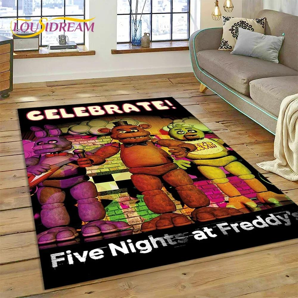 3D Hororová hra FNAF-F Freddy Koberec pro Obývací pokoj Ložnici Domácí Dekorace na Pohovku, Koberec do Dětského Herního Koutku Protiskluzová Podložka Dárek