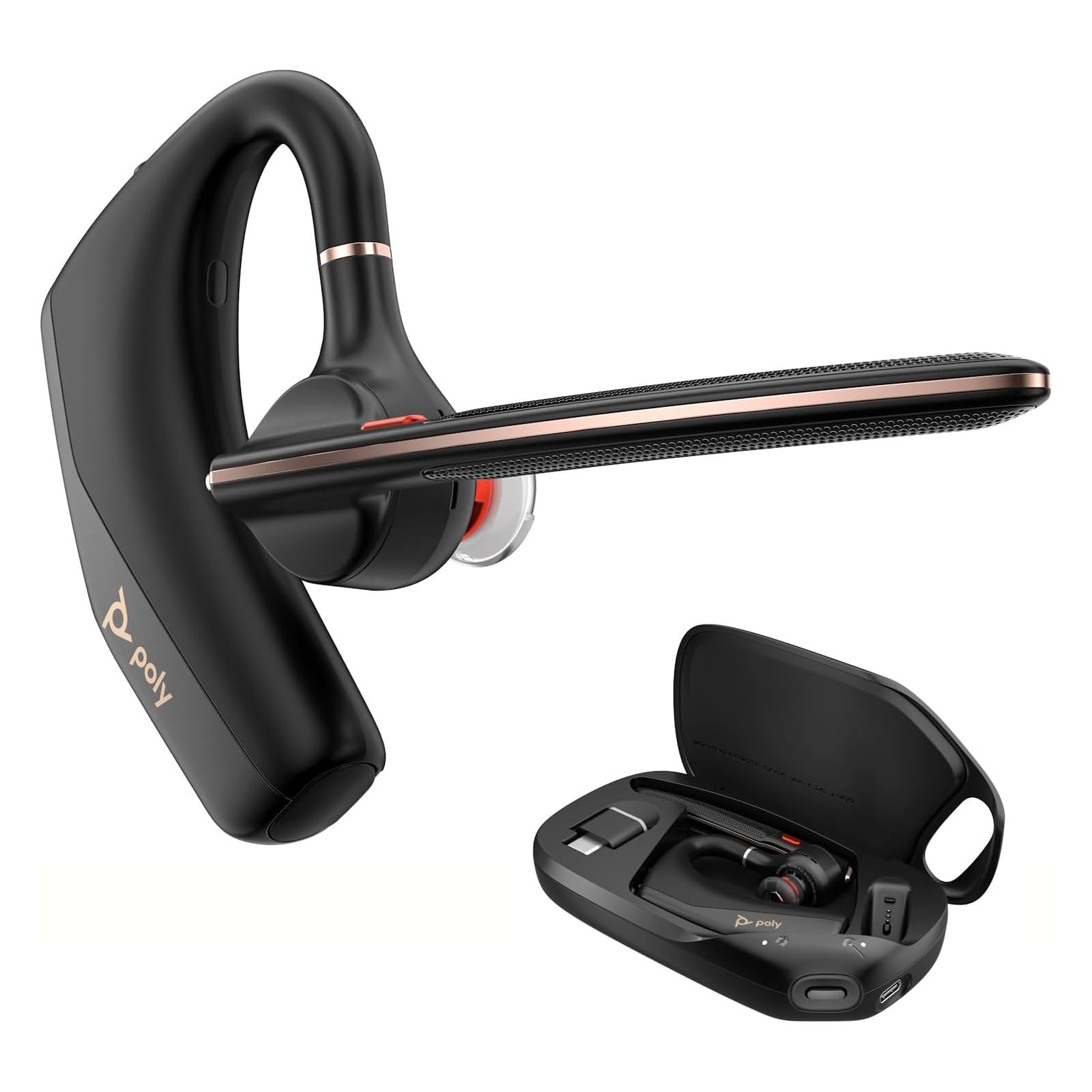 

[2025 Model] PolyVoyager Legend 50 RTL + BT700MS Set | Qi Wireless Charging Case & Teams Certified USB-A Dongle | NoiseBlock AI Noise Cancellation + W