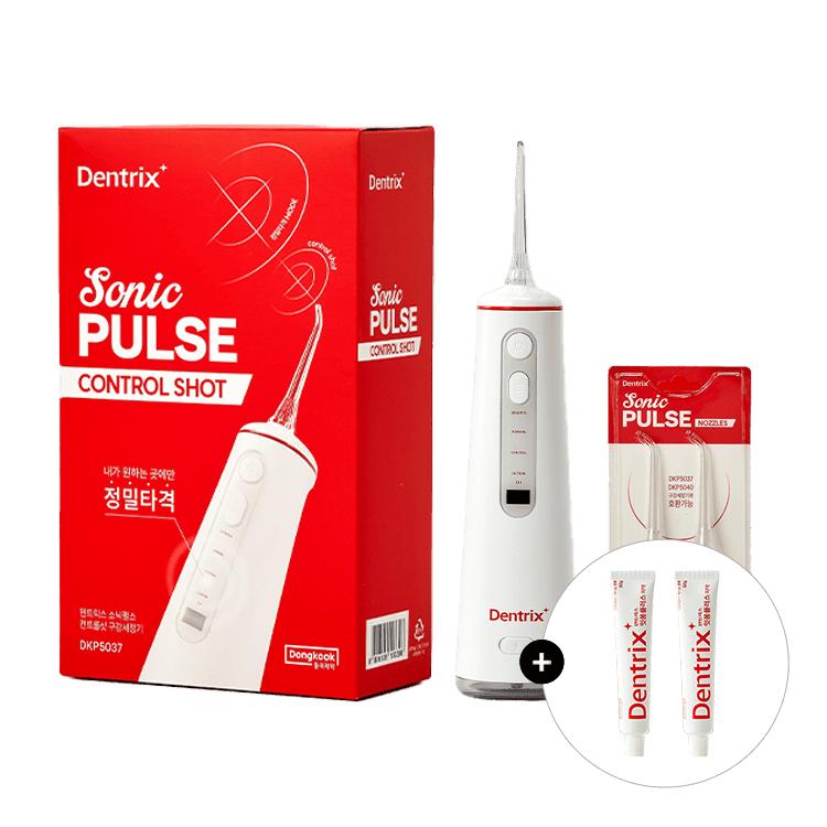 Dentrix Sonic Pulse Control Shot Oral Irrigator + 2 Universal Nozzles + 2 Gum Plus Toothpaste 60g