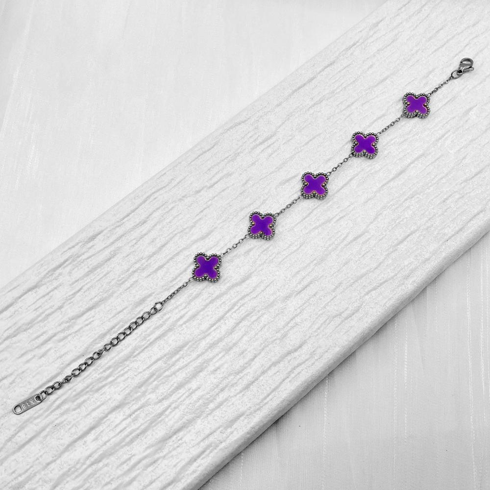 13MM Four Leaf Flower Bracelet Titanium Steel Clover Double Sided Bracelet No Color Loss Ladies Bracelet