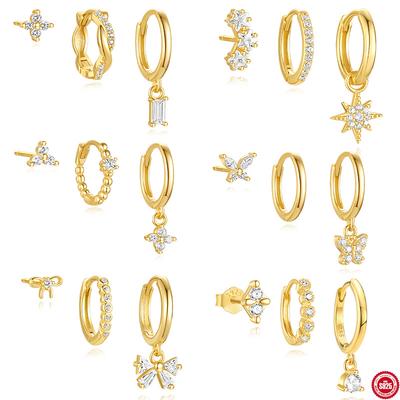 925 Sterlingsilber Diamant Ohrringe Damen Einfache Nischen Ohrringe Cold Style Mode Vielseitig Quadratischer Diamant Anhänger Set Schmuck