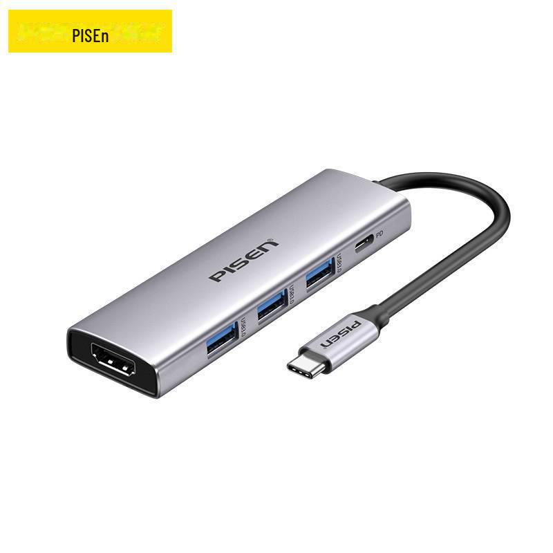 

Адаптер PISEN 5-в-1 HDMI 4K Splitter Hub 3.0 для ноутбуков Typec 5 in 1 [5 in 1] USB3.0*3+HDMI+PD