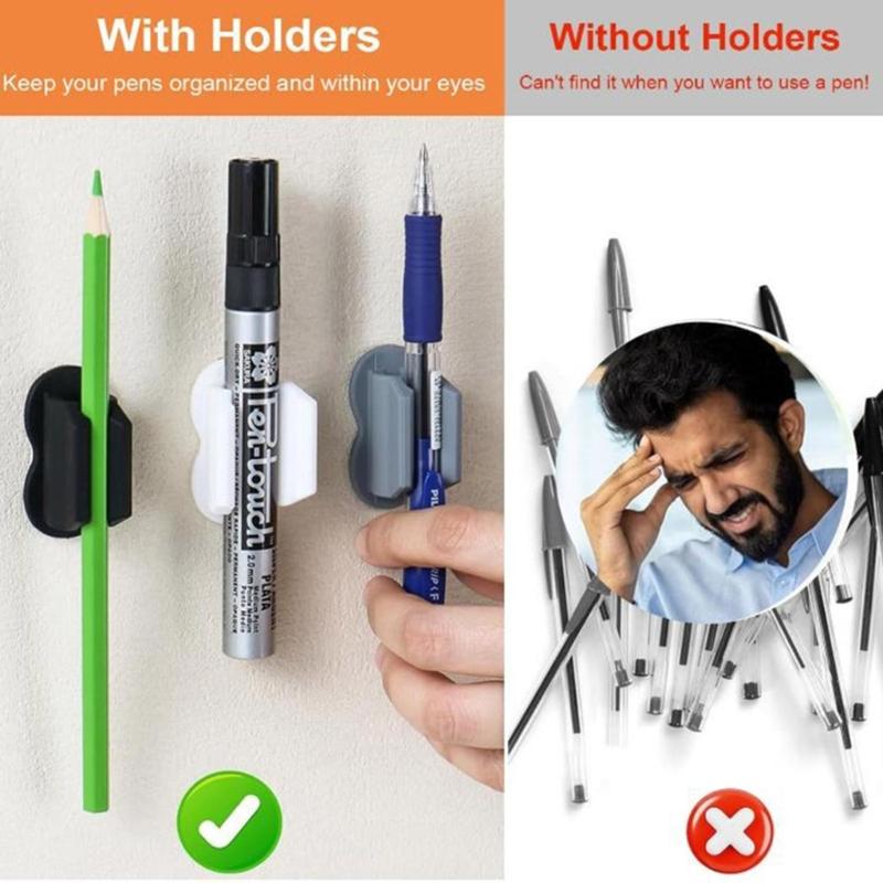 Silicone Pen Holders Marker Holders Easy To Install Adhesive Pencil Organizer School Office Supplies for Desk and Wall
