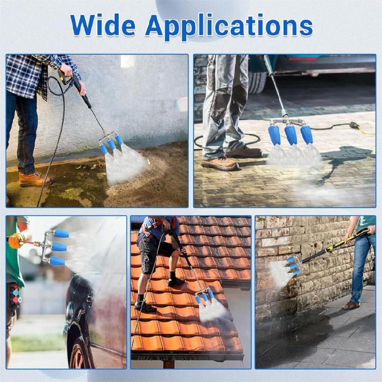 360°Rotating Triple Turbos Nozzle for Highly Pressure Washers Efficient Cleaning Aid Increases WaterFlow Sprayed Out