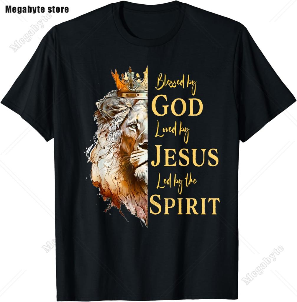 Jesus Lion of Judah Christian Gift for Unisex Women TShirt Vintage T Shirt Animal Tops Casual Fashion Christian T Shirt Oversized