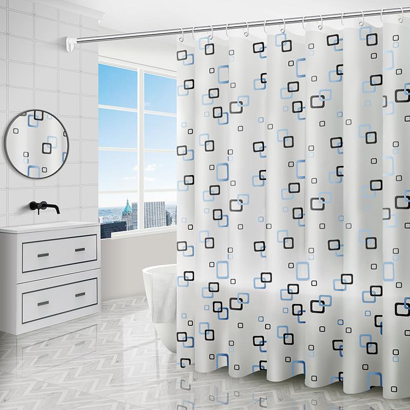Translucent Partition Curtain for Bathroom Grid Shower Curtain PEVA Anti Mold and Waterproof Multi Color Design