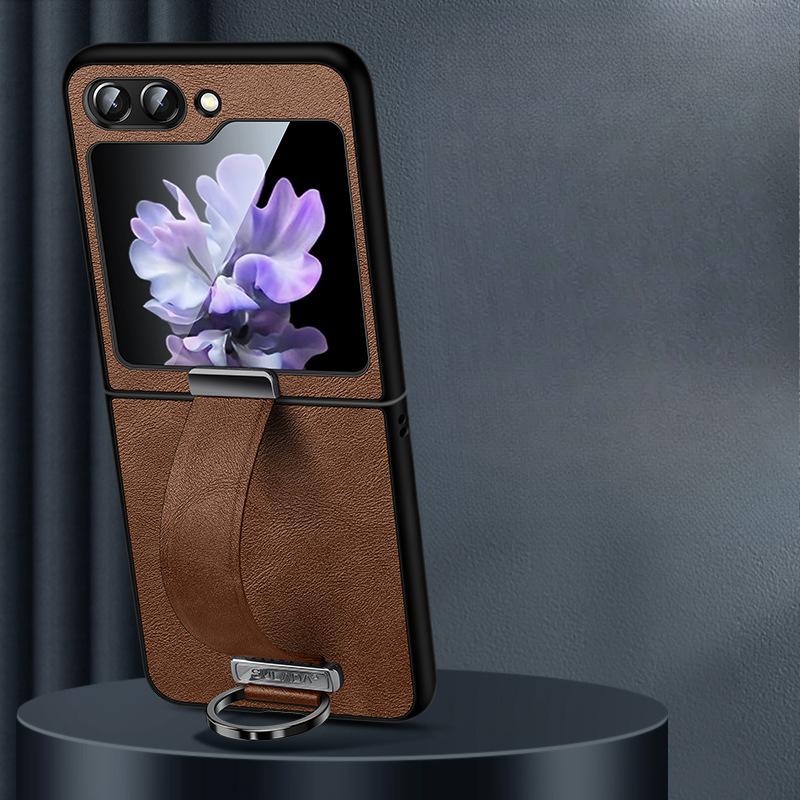 Geeignet für Samsung Zflip6 Handyhülle 5. Generation Faltbares Samsung Sturzsicher W23 Ring Armband Ständer 4. Generation Lederhülle